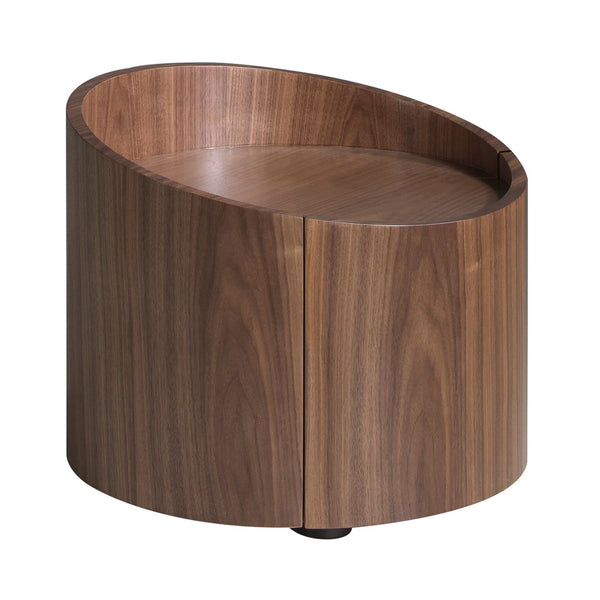 Bedside table in walnut and black steel