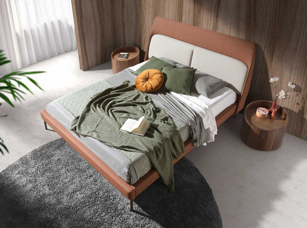 Bedside table in walnut and black steel