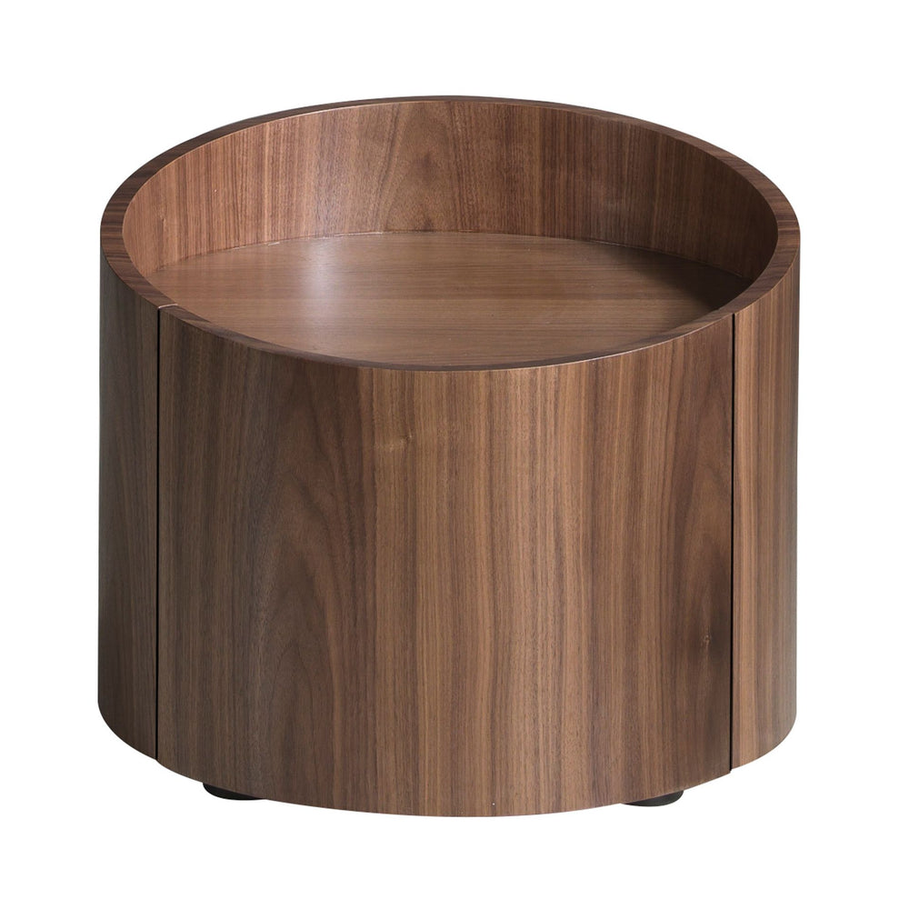 Bedside table in walnut and black steel