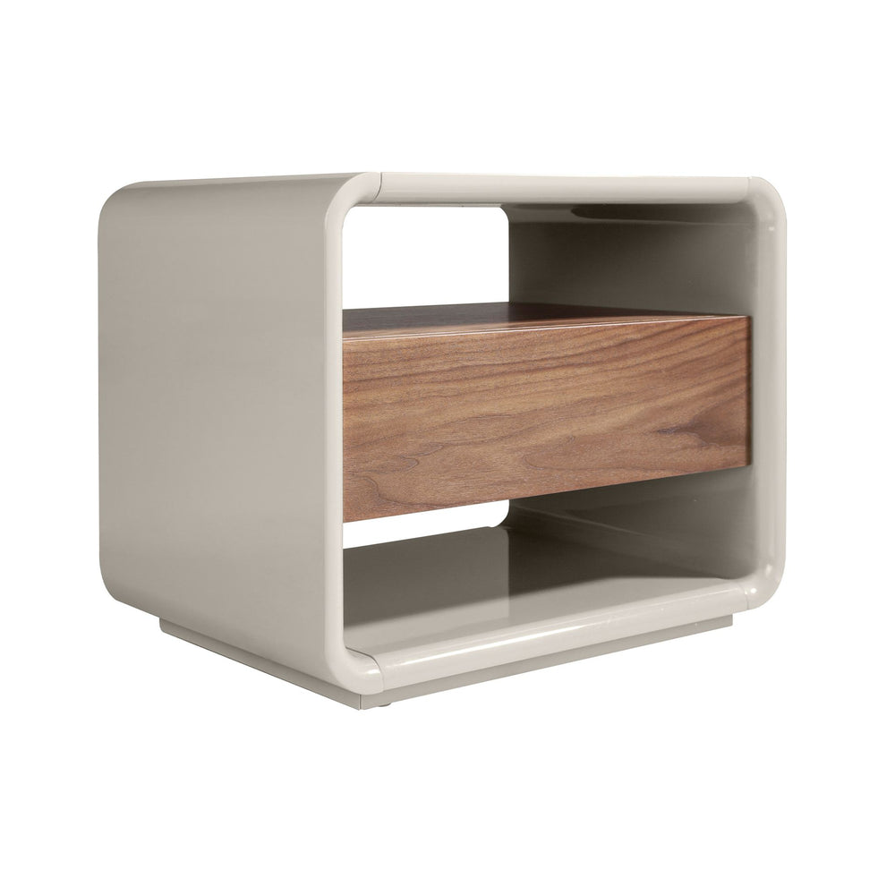 Bedside table in walnut and gray wood