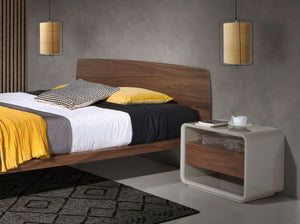 Bedside table in walnut and gray wood