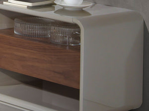 Bedside table in walnut and gray wood