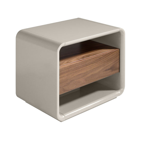 Bedside table in walnut and gray wood