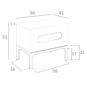 Walnut and gray bedside table with interior lighting