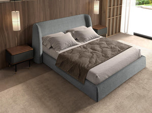 Dark gray fabric bed