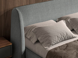 Dark gray fabric bed