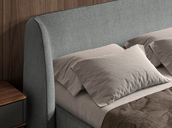 Dark gray fabric bed