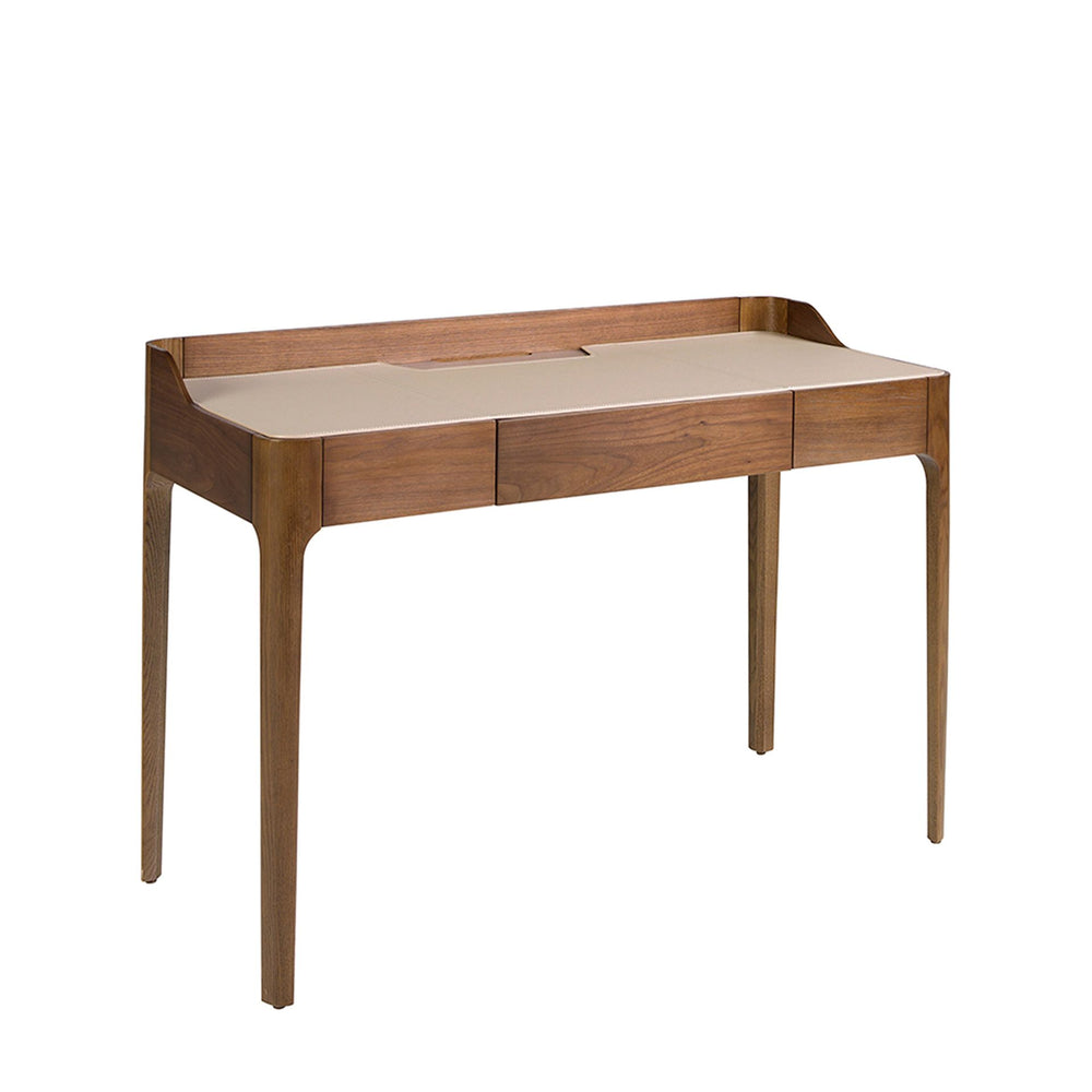 Desk with synthetic leather and walnut top