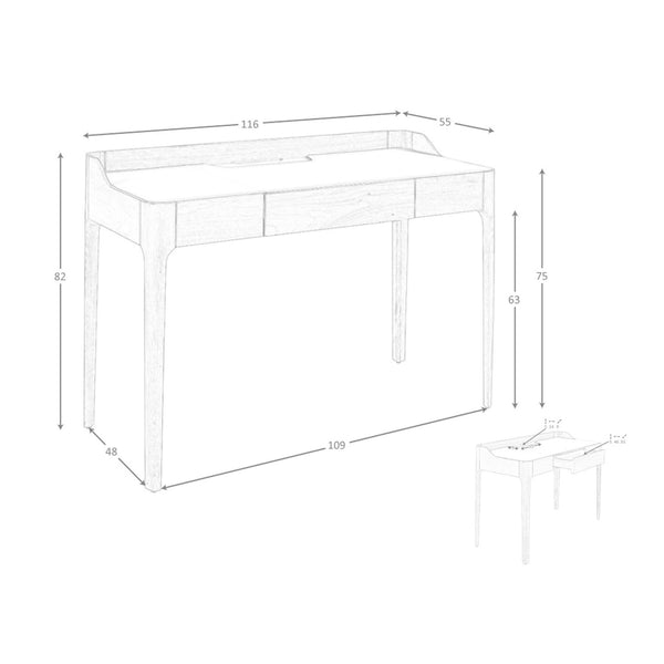 Desk with synthetic leather and walnut top