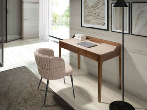 Desk with synthetic leather and walnut top