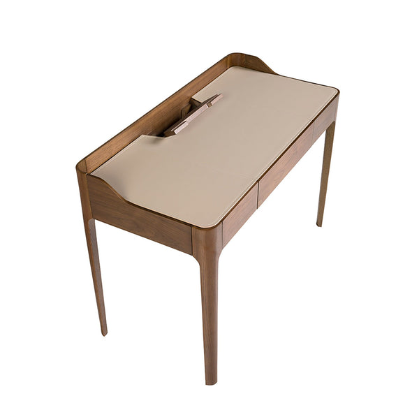 Desk with synthetic leather and walnut top