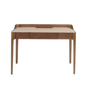 Desk with synthetic leather and walnut top