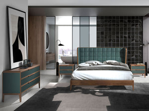Dark green eco-leather bed