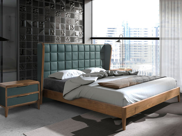 Dark green eco-leather bed