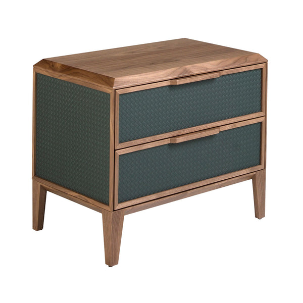 Dark green and walnut PVC bedside table