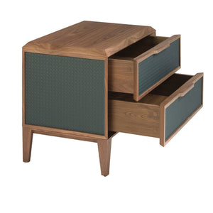 Dark green and walnut PVC bedside table