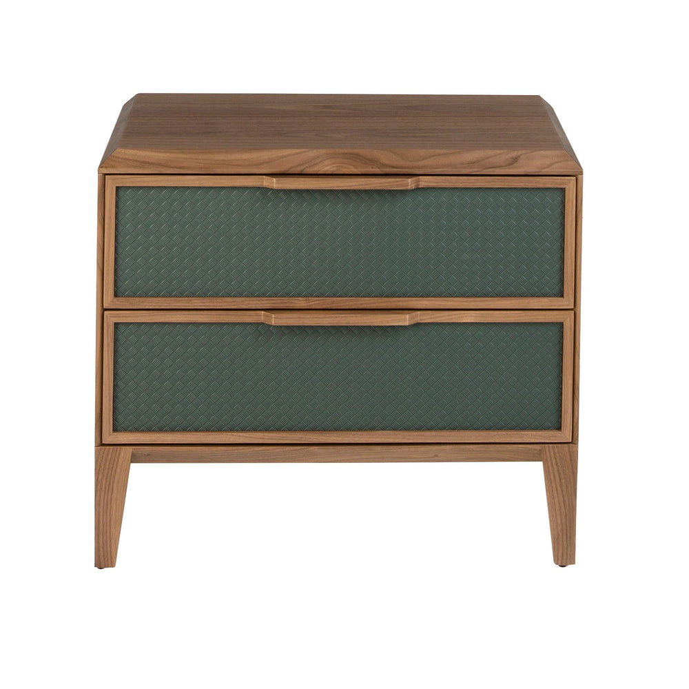 Dark green and walnut PVC bedside table