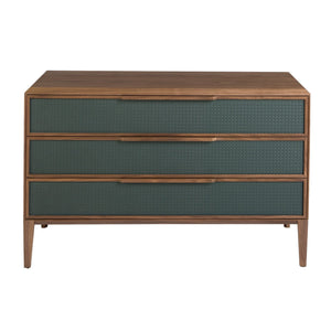 Dark green and walnut PVC chest of drawers