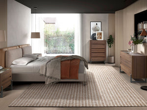 Chest of drawers in walnut and dark metallic steel with porcelain marble top