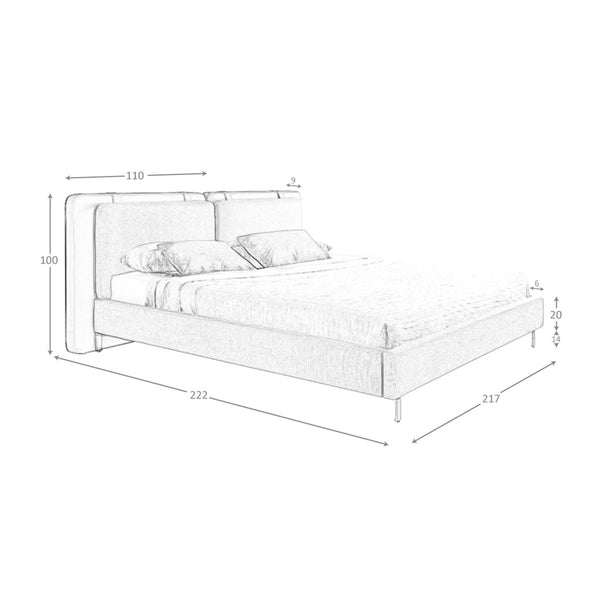 Bed in mink fur and gray fabric