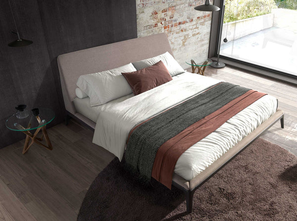 Gray fabric bed