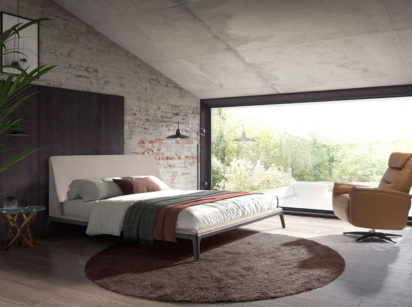 Gray fabric bed
