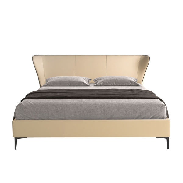 Cream faux leather bed