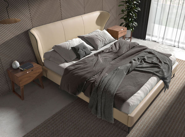Cream faux leather bed
