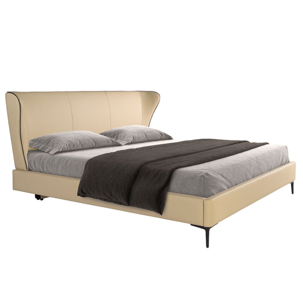 Cream faux leather bed
