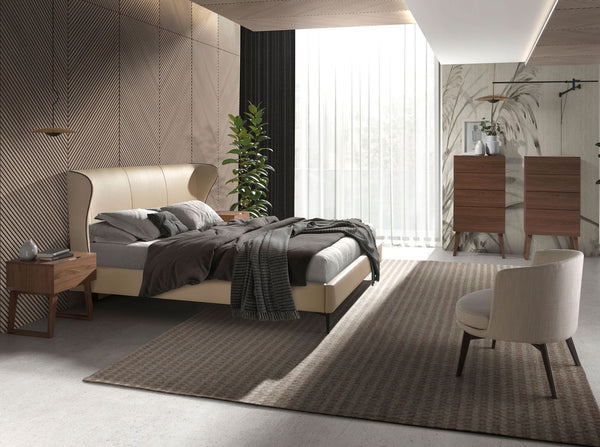Cream faux leather bed