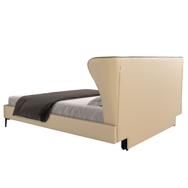 Cream faux leather bed