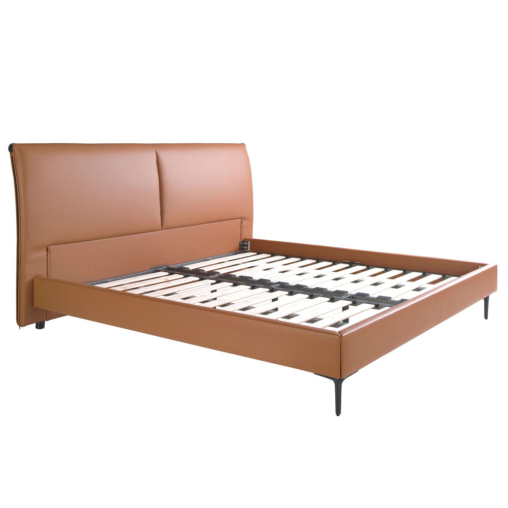 Brown faux leather bed
