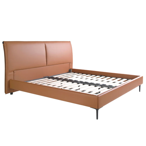 Brown faux leather bed