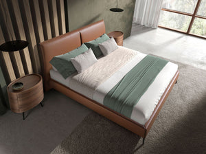 Brown faux leather bed
