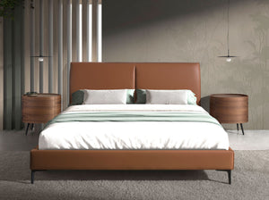 Brown faux leather bed