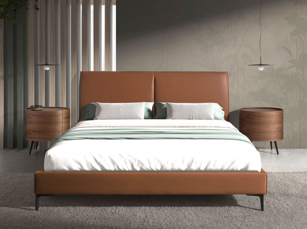 Brown faux leather bed