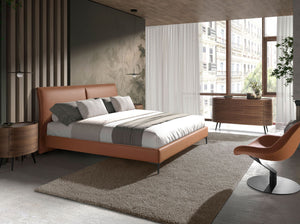 Brown faux leather bed