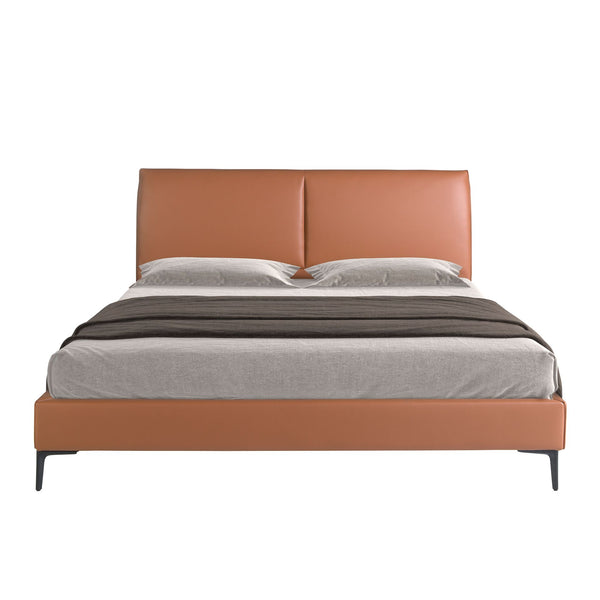 Brown faux leather bed