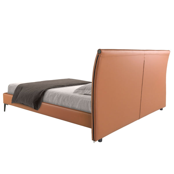 Brown faux leather bed
