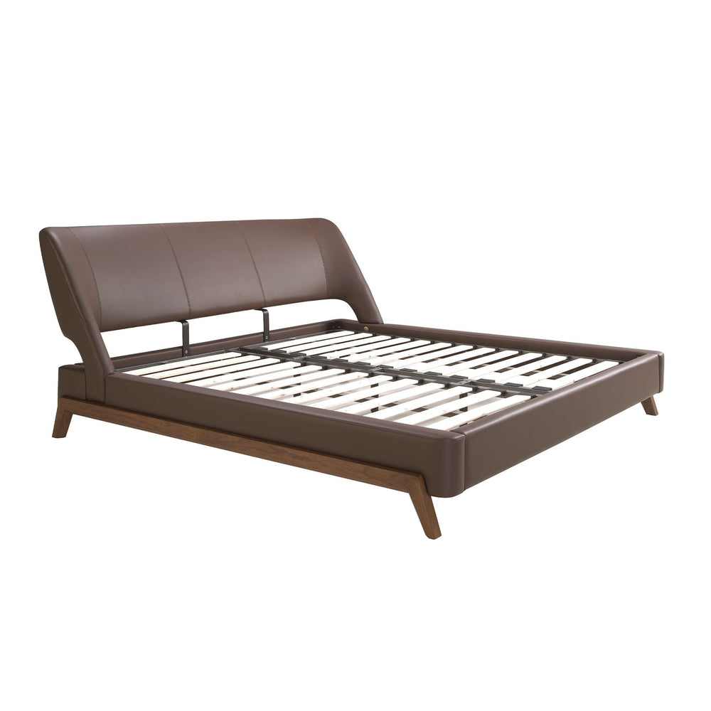 Chocolate brown faux leather bed