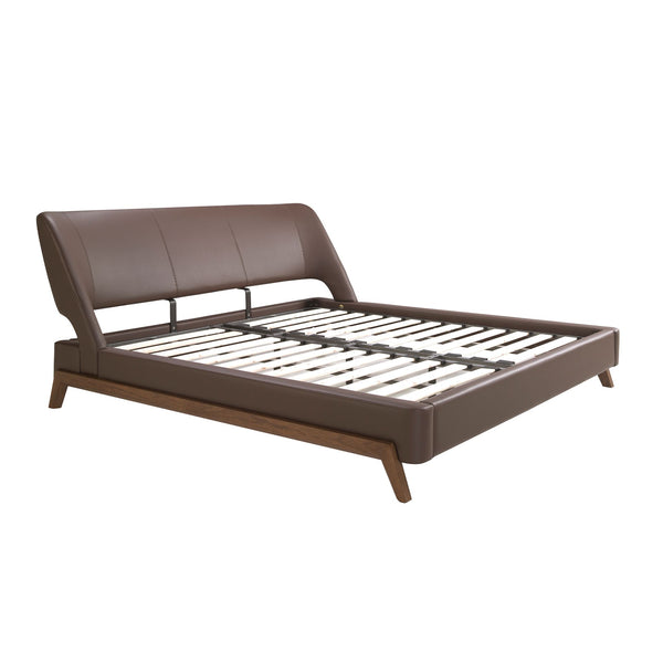 Chocolate brown faux leather bed
