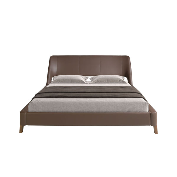 Chocolate brown faux leather bed