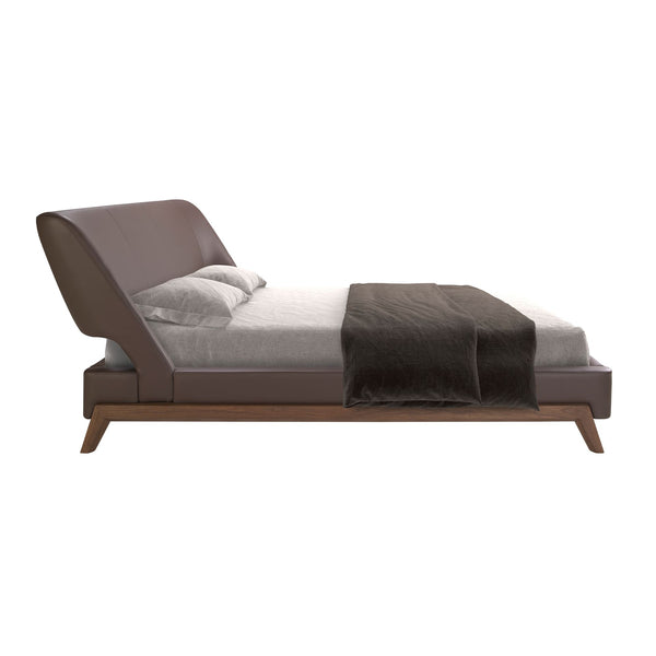 Chocolate brown faux leather bed