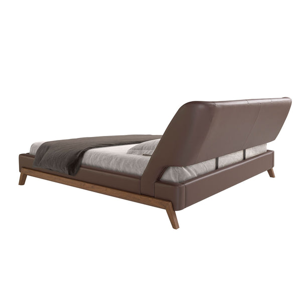 Chocolate brown faux leather bed