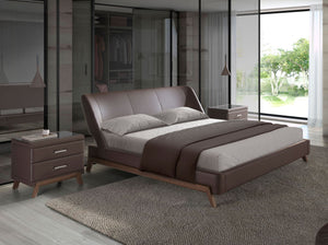 Chocolate brown faux leather bed