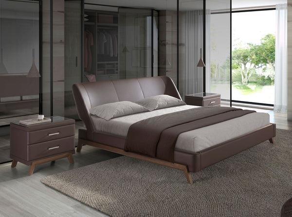 Chocolate brown faux leather bed