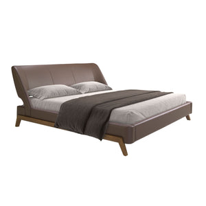 Chocolate brown faux leather bed