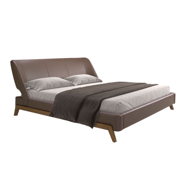 Chocolate brown faux leather bed