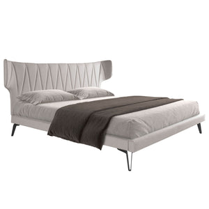 Light gray fabric bed