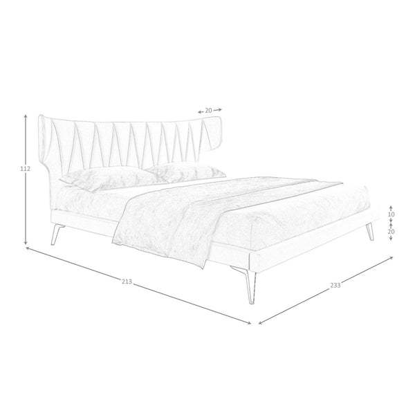 Light gray fabric bed
